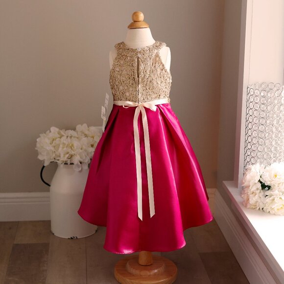 Formal Pink & Gold Dress Size 4 Flower Girl Recital Daddy/Daughter Dance NWT - Picture 4 of 7